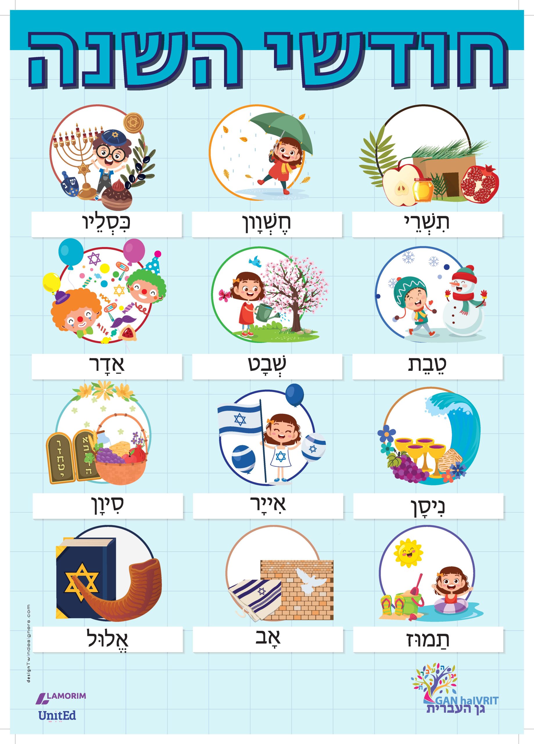 Poster/גן העברית/חודשי השנה