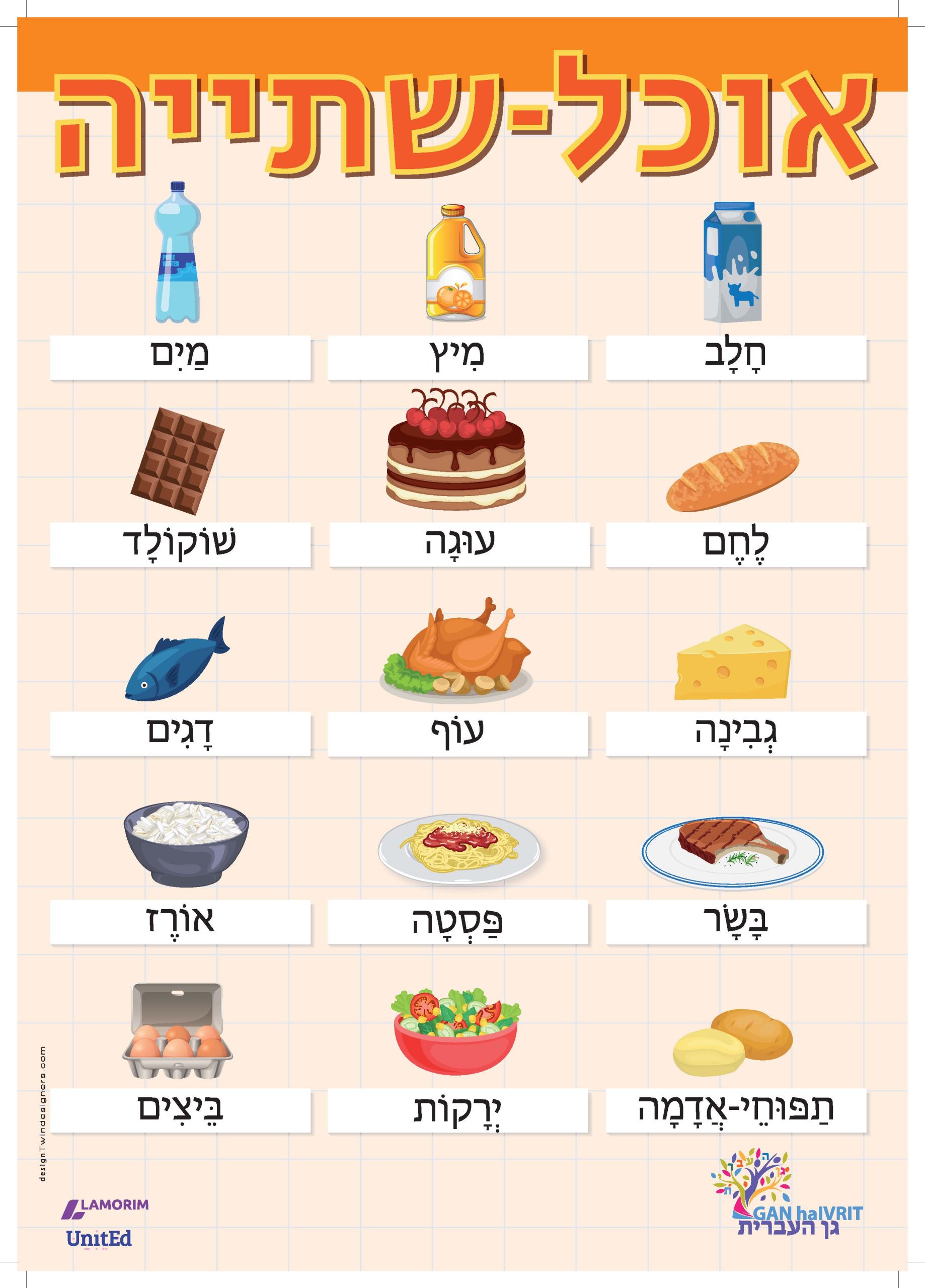 Póster/גן העברית/אוכל-שתייה